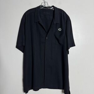 Tommy Bahama Greenbay Packers Shirt 100% Silk‎ Short Sleeve Black Mens 2XL